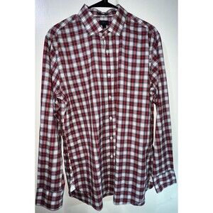 J CREW Ludlow 120’s 2-Ply  Men’s Button Up Shirt Long Sleeve Red Plaid Large
